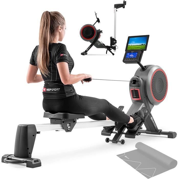HS Hop-Sport Rameur d’appartement air-magnétique HS-100AR Roam - Pliable - Ordinateur d'entraînement - Tapis d'amortissement