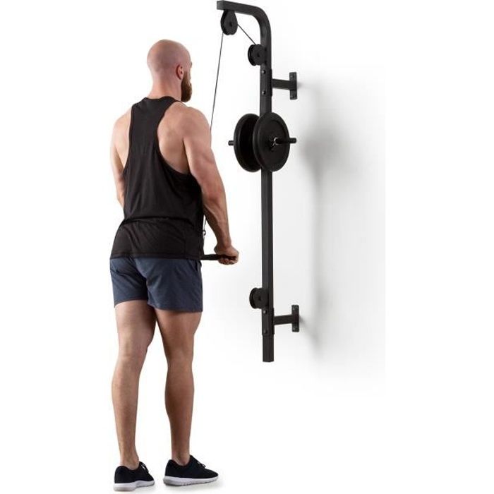 Klarfit Hangman Station de traction murale pour musculation & entraînement fitness à domicile - Barre triceps - 100kg max. - noir