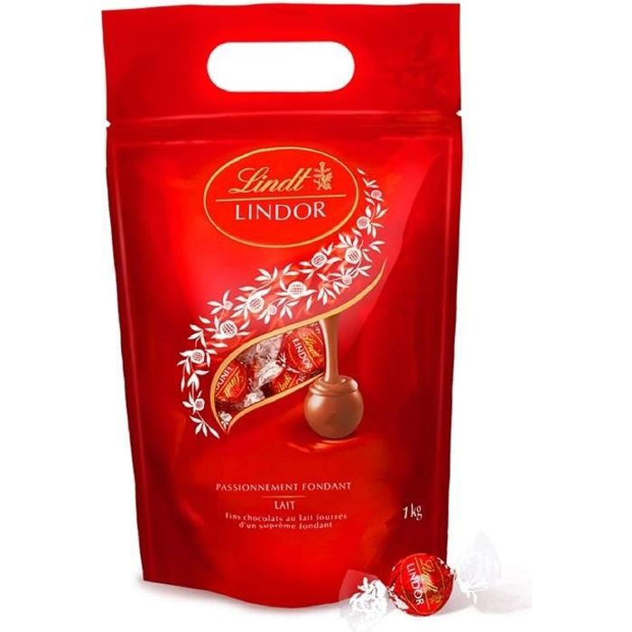 Confiserie de Chocolat Lindt Lindor Lait - Sachet 1Kg/800Boules