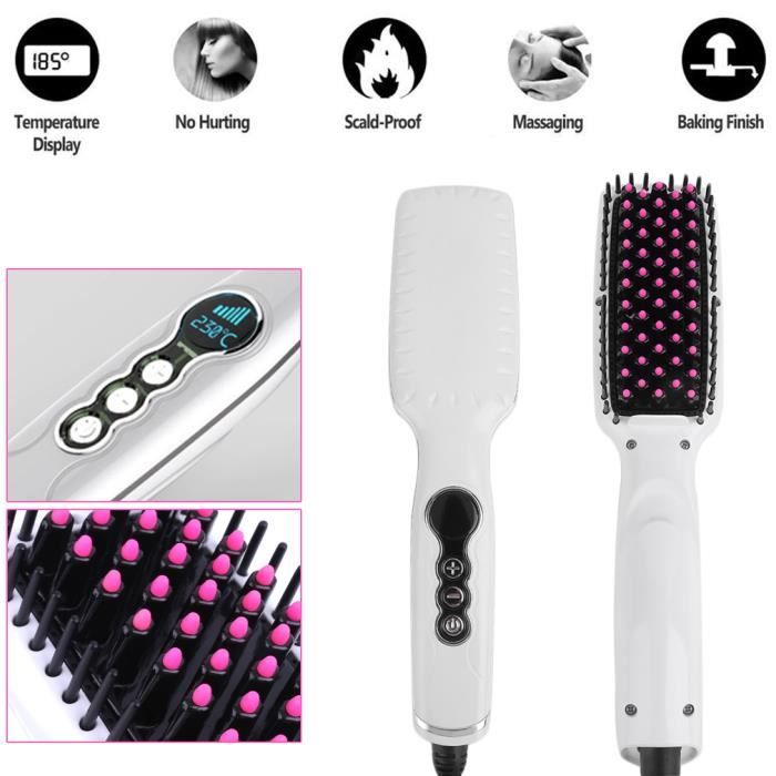 Peigne électrique brosse lissante chauffante anti-statique température réglable avec écran LCD - UK PLUG