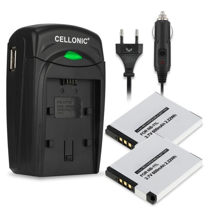 2x Batterie NB-11LH incl. chargeur CB-2L pour Canon IXUS 160 170 275HS, PowerShot SX410IS SX400IS, A2500, ELPH, Digital IXUS, IXY -