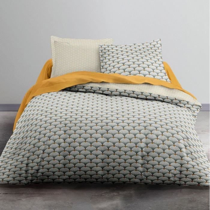 TODAY Parure de lit 2 personnes - 220 x 240 cm - Imprimé gris Graphique CRAZY Calyce
