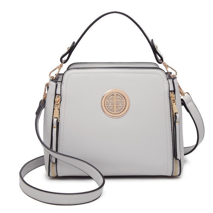 Sac à main - MISS LULU - Modèle Miss Lulu 25x21x12 cm - Gris - Cuir PU - Bandoulière amovible