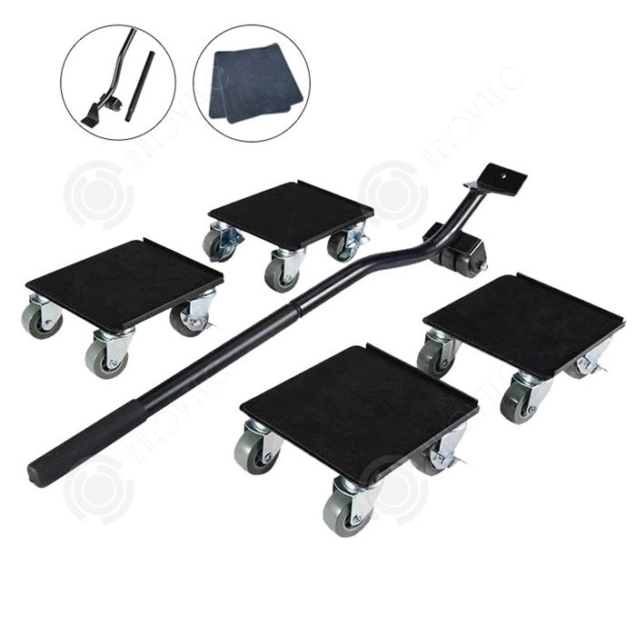 Kit De 4 Roulettes Pour Meubles Lourds + Lève-meuble – Charge 1500 Kg, Rotation 360°, Facile à Déplacer