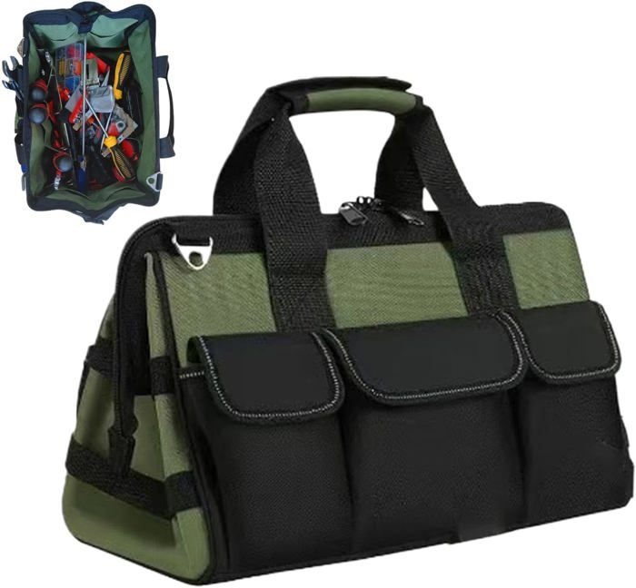Sac de rangement pour outils Grand sac utilitaire multi-poches Sac à main à large ouverture pour réparateur électricien Sac de rangement pour outils Grand sac utilitaire multi-poches Sac à main à large ouverture pour réparateur électricien