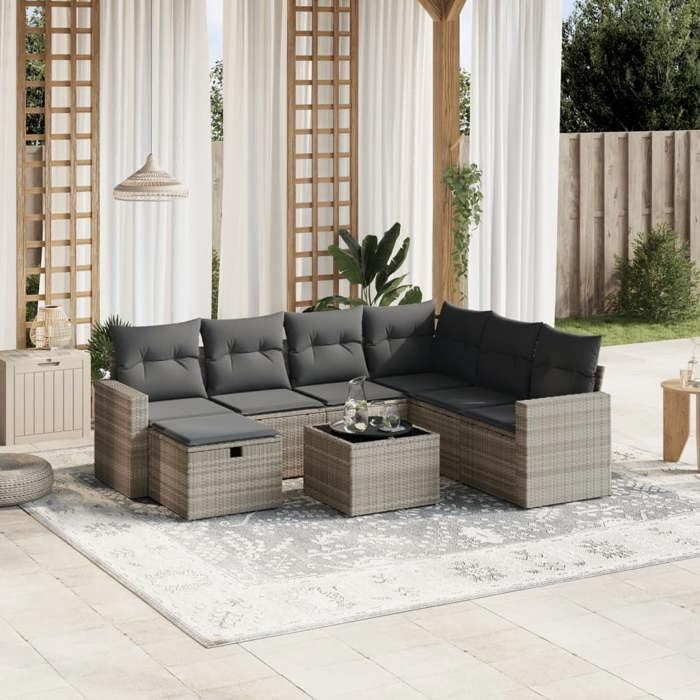 VidaXL Salon De Jardin 6 Places En Résine Tressée Noire - Canapés Avec Coussins - Design Modulaire Avec Rangement - Parfait Terrasse Et Patio