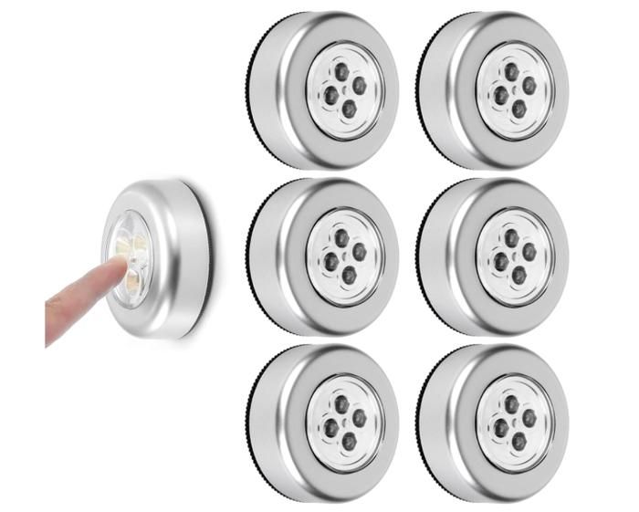 Lampe Spot LED Éclairage Supplémentaire Lot de 6 Spots LED Autocollants à Piles Lumières Tactiles Intelligentes CollerLampes