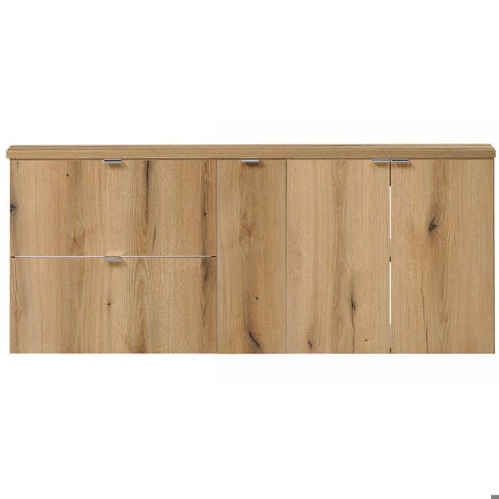 Meuble sous lavabo double avec 3 portes et 2 tiroirs NEWPORT 140 x 60 x 40 cm effet chêne Meuble sous lavabo double avec 3 portes et 2 tiroirs NEWPORT 140 x 60 x 40 cm effet chêne