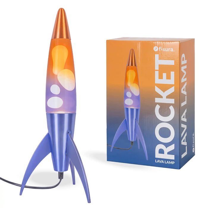 Lampe à lave fusée Fisura bleu dégradé 45 cm – 2 ampoules R39 E14 25W incluses