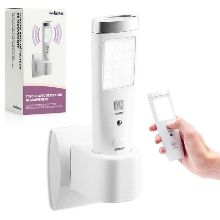 Lampe de poche LED - Détecteur de mouvement - Angle de détection de 60° - Batterie rechargeable - Blanc