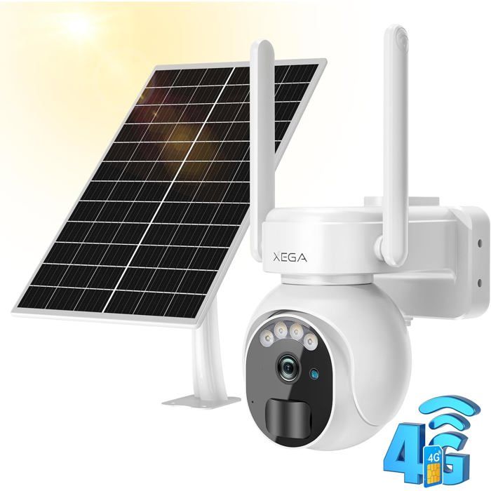 3G4G LTE Caméra Surveillance Solaire avec Carte Sim 2K HD Caméra Extérieure sans Fil inclinable à 355°/90° Caméra de Surveillance - vue 2