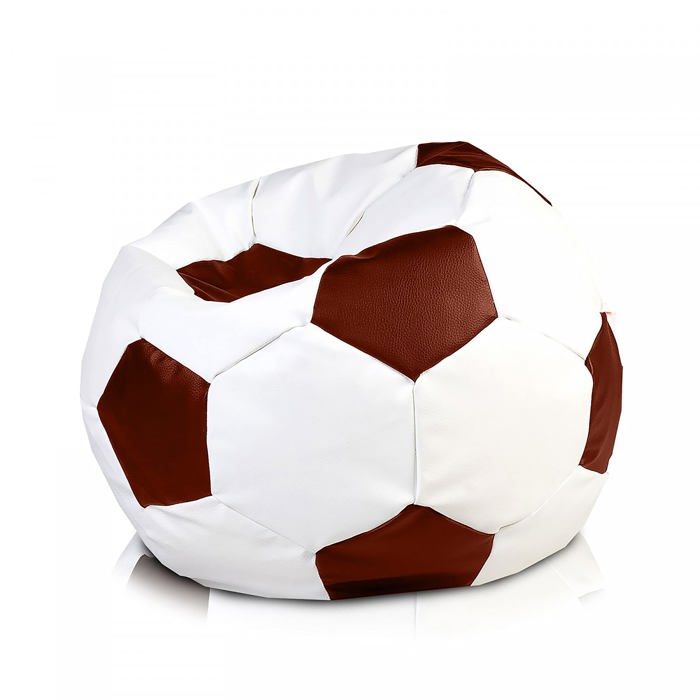 Football Pouf L en Simili Cuir Pouf Fauteuil Gaming Enfant 90x55cm Marron Clair - Ecopuf