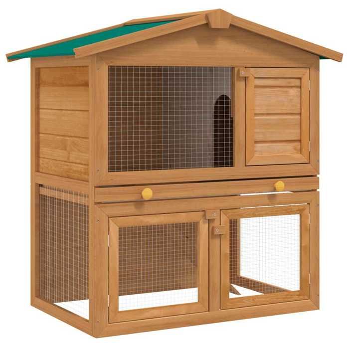 Clapier dextérieur - vidaXL - 3 portes - Bois - 94x60x98 cm - Marron Clapier dextérieur - vidaXL - 3 portes - Bois - 94x60x98 cm - Marron