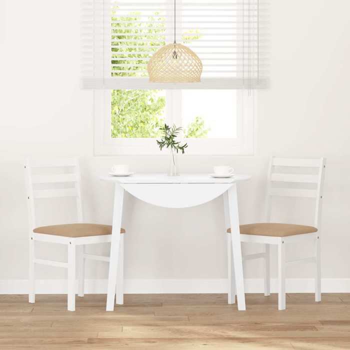 Chaises de salle à manger - vidaxl - Lot de 2 - Blanc - Bois massif - 40.5x49x84.5 cm - Capacité 110 kg - Moelleux