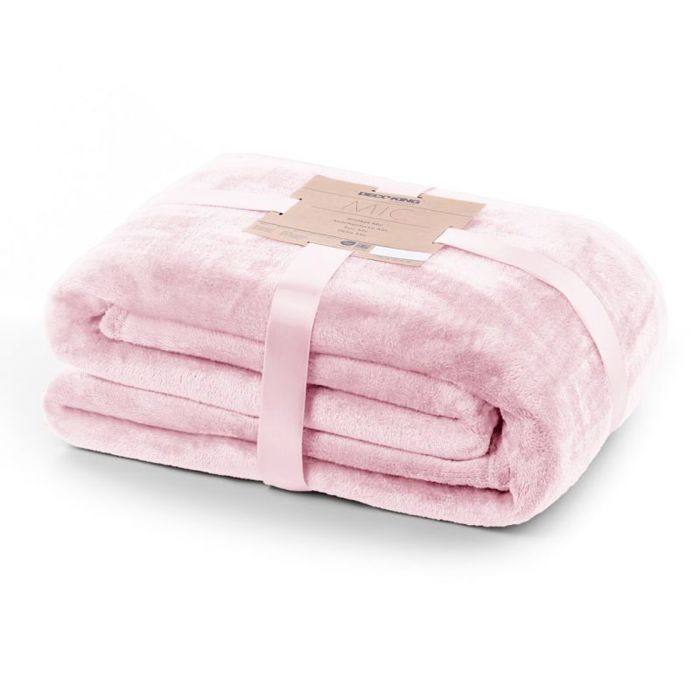 Plaid microfibre 200x220 cm - Rose poudré brossé lisse style classique (Mic)