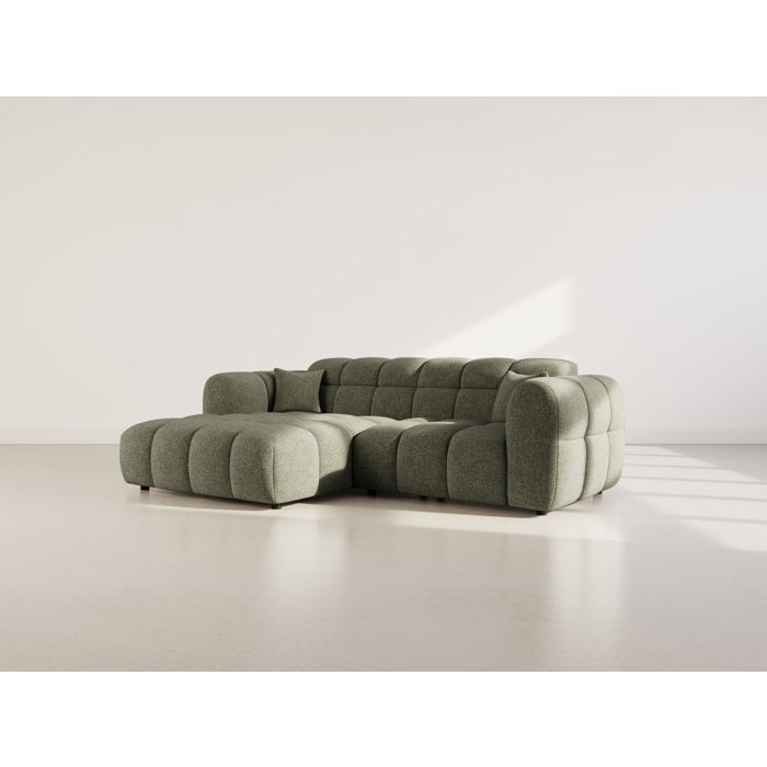 Mini Ray - Canapé dangle gauche 4 places en tissu texturé - Vert Kaki