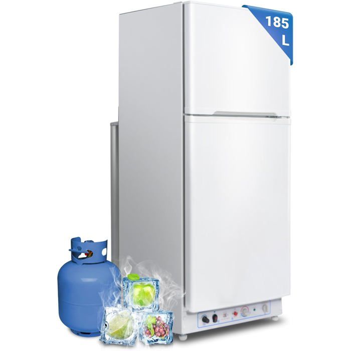 Réfrigérateur classique-220 V / Gaz SMAD 185L(46 + 129) Réfrigérateur et congélateur Porte réversible Blanc