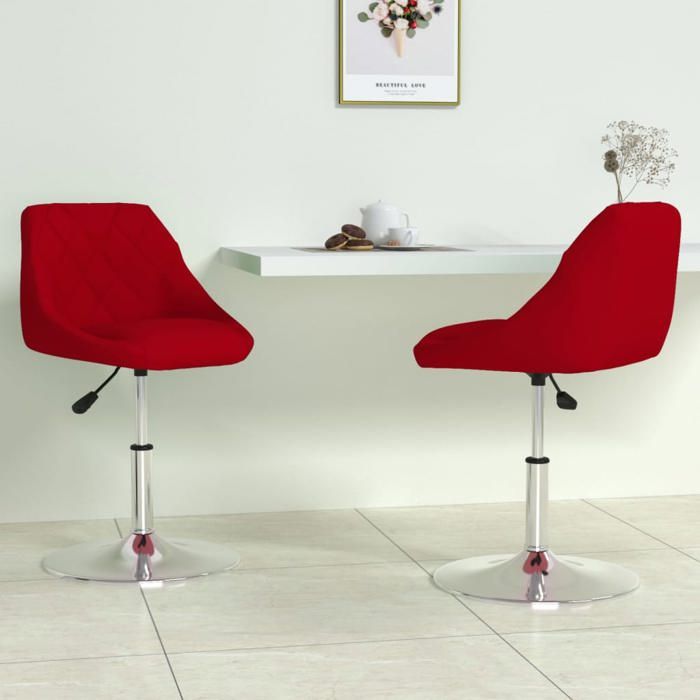 2 PCS Chaises de cuisine Rouge - Magnifique Chaises pivotantes à manger Classique Pour salon Rouge bordeaux Velours 9749