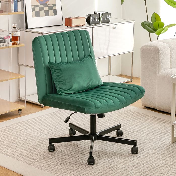 Chaise de bureau moderne 21.5x25.2x33 cm Vert Tissu fauteuil bureau confort ergonomique solution gain de place pour intérieur
