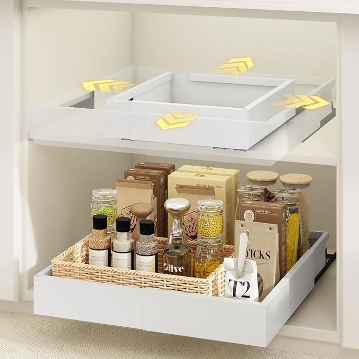 Lot de 2 Petits Tiroirs Télescopiques 4 Directions Extensibles Largeur 2 Paquets Largeur 26 41cm Profondeur 33 42cm