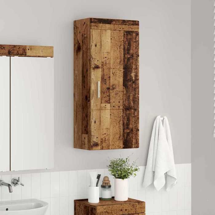 Meuble Rangement - HAOSHOP - Armoire murale de salle de bain avec étagère TULUM Bois ancien&01_40038