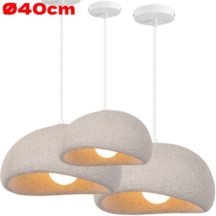 WOTTES Ø40cm Suspension Luminaire Moderne Créatif Gris Lustre Design Métal Vintage E27 Lampe 3pcs pour Cuisine Salle à Manger