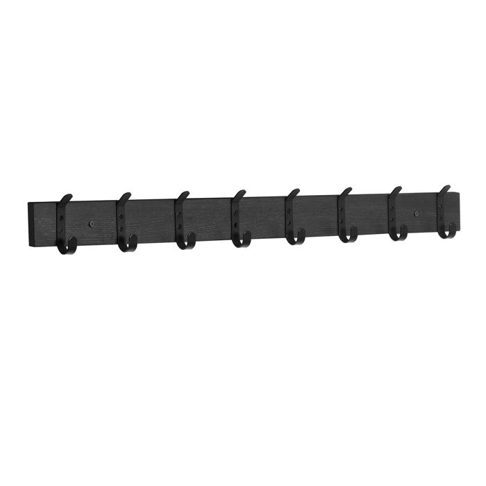 ACAZA Porte-manteau mural en bois, Patère Murale avec 8 Crochets, 88 cm, noir