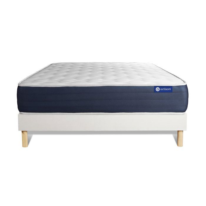 Ensemble Matelas Sommier 120x190 cm - Sommier Blanc (en kit) - Actilatex Sleep Ensemble Matelas Sommier 120x190 cm - Sommier Blanc (en kit) - Actilatex Sleep