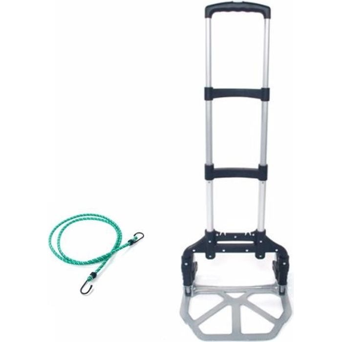Chariot Manutention Navaris Navaris Diable Pliable Aluminium - Charge 75kg, 3 Roues, Corde élastique - Transport, Déménagement Chariot Pliable Aluminium 75kg