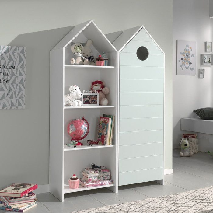 HAVRE - Pack Bibliothèque + Armoire 1 Porte Vert Menthe HAVRE - Pack Bibliothèque + Armoire 1 Porte Vert Menthe