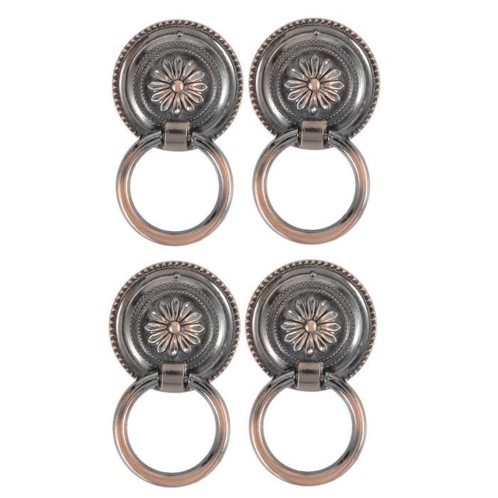 Lot De 4 Poignées De Tiroir Métal Uxcell, Ton Argent, Forme Anneau, Avec Vis