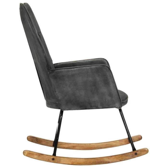 ayhao2 fauteuil à bascule noire vintage toile 60299