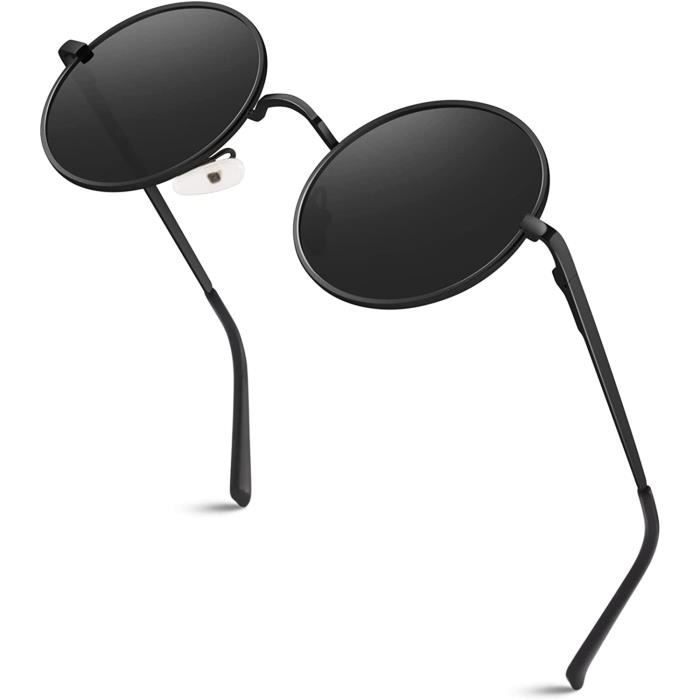 CGID E01 lunettes de soleil polarisées inspirées du style retro vintage Lennon en cercle métallique rond protection UV400