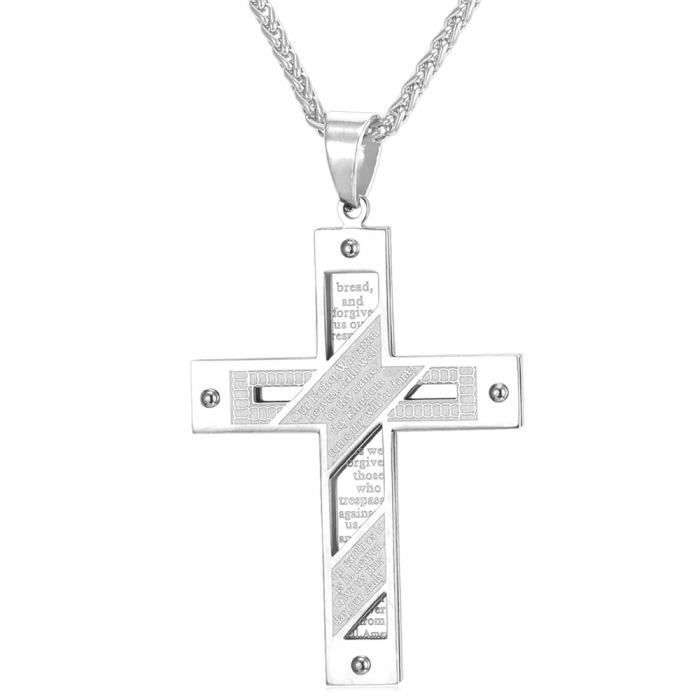 Croix en argent Bracelet pour femme Gris Cordon cadeau pour sa femme bijoux catholique
