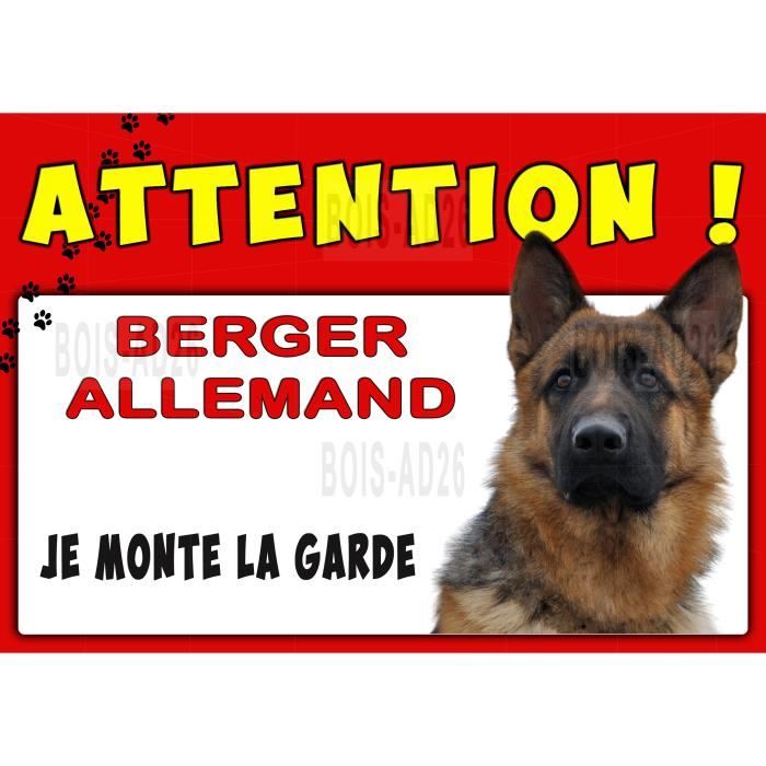 Affiche Plastifiée Attention Au Chien Berger Allemand