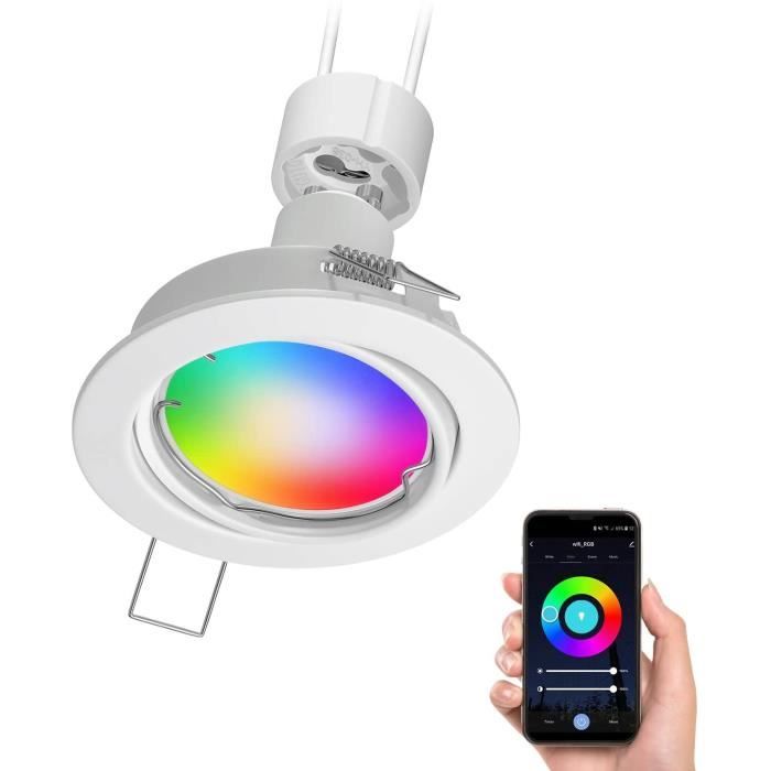 Plafonnier Encastré Led Orientable Blanc Incl. Smart Home Rgbw Lampe