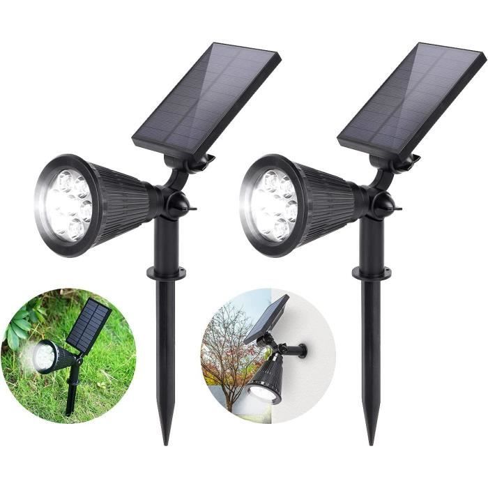 Spot Solaire Exterieur 7 LED Lampe Solaire Exterieur Jardin Etanche IP65 LED Solaire Projecteur avec 2 Modes dÉclairage A420