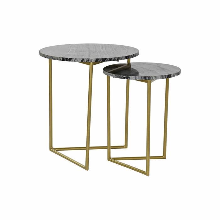 tables gigognes style glam doré, noir métal, marbre 40 cm