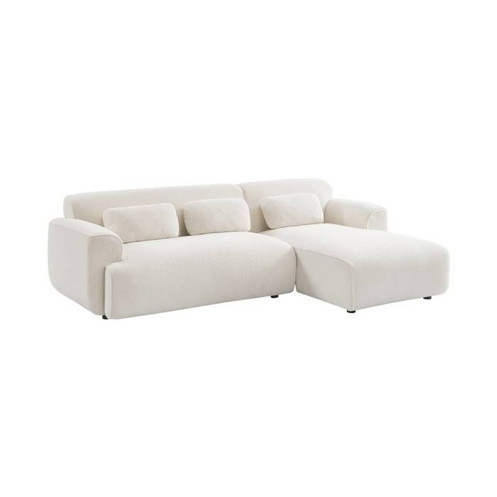 Canap&eacute; 3 places, angle droit, tissu bouclette sweeek