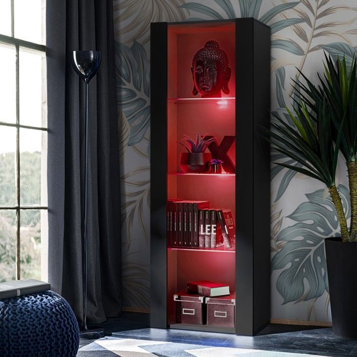 Vitrine Armoire Komodee TIVOLI - LED RVB - Noir - 55 x 159 x 35 cm Vitrine Armoire Komodee TIVOLI - LED RVB - Noir - 55 x 159 x 35 cm