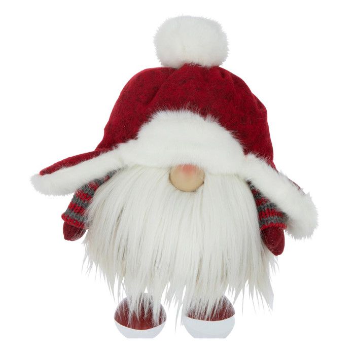 Statuette Déco Père-Noël Chapeau 29cm Rouge & Blanc