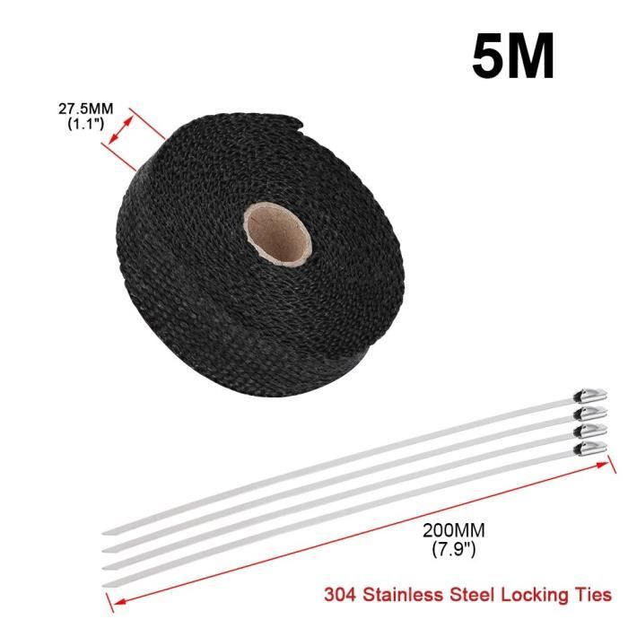KIMISS 5m Pack de chaleur d'échappement d'enveloppe de tuyau,isolation thermique d'échappement de bande d'isolation avec 4 attaches de câble d'acier inoxydable multicolore pour voiture moto (titane KIMISS 5m Pack de chaleur d'échappement d'enveloppe de tuyau,isolation thermique d'échappement de bande d'isolation avec 4 attaches de câble d'acier inoxydable multicolore pour voiture moto (titane