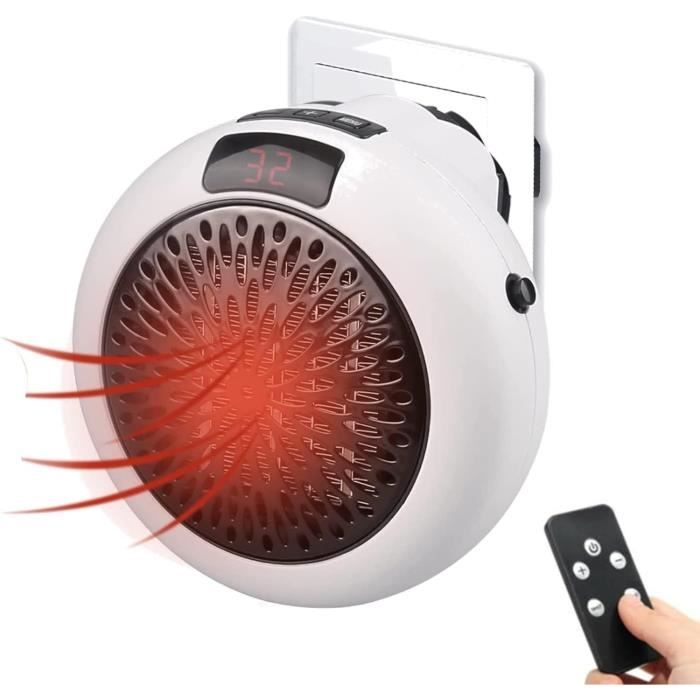 Radiateur Soufflant Mural 900W Avec Télécommande - Mini Chauffage Salle De Bain, Prise électrique, PTC Céramique