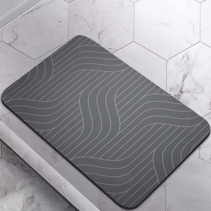 Tapis De Douche En Terre De Diatomée - Antidérapant, Super Absorbant, Séchage Rapide - Gris