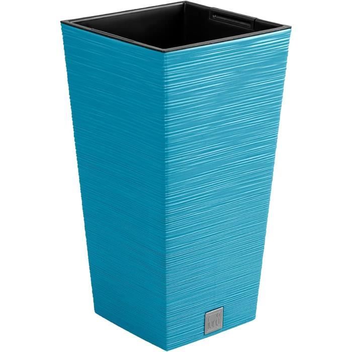 Pot De Fleurs Furu En Ciment Avec Réservoir - Design Moderne 39,5x39,5x75,5 Cm - 37 Litres