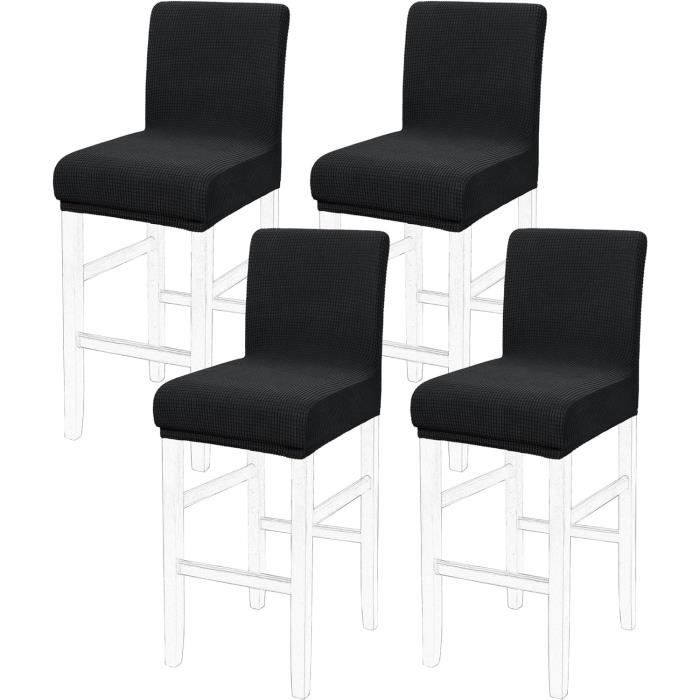 4 Housses De Tabouret De Bar En PU Imperméable - Gris, Bande Élastique, Protection Anti-Taches - Pour Salon, Cuisine, Café