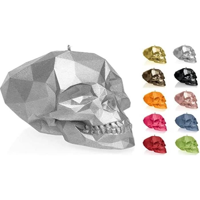 Bougie Décorative Crâne Rose Low Poly - Fait Main Dans L'UE - 7.5 Cm - Idée Cadeau Originale Et Design