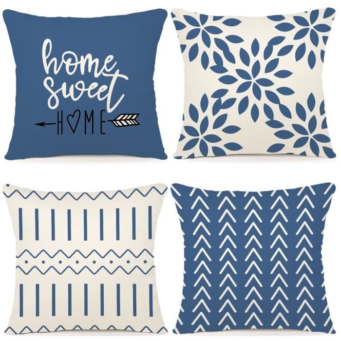 Lot de 4 housses de coussin décoratives Blau 45 x 45 cm