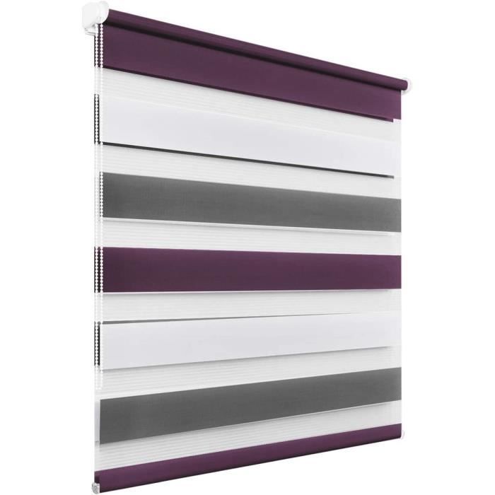 Store Enrouleur Jour Nuit Grandekor - Double Tissu Sans Perçage - Blanc 50x100 Cm - Pour Fenêtres Et Portes
