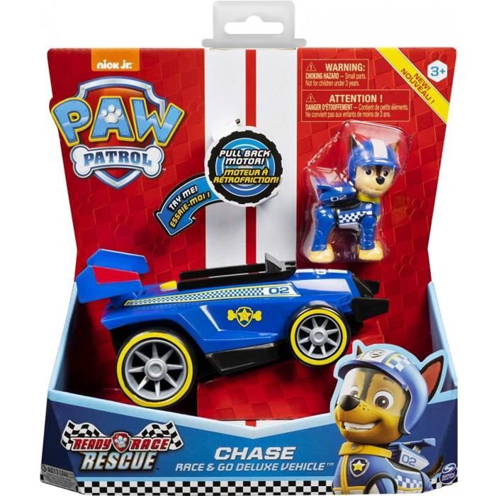 Pat Patrouille : Chase Et Sa Voiture De Course De Police A Retrofriction Et  Sonore - Vehicule Deluxe - F1 - Race Go - Figurine - Cdiscount Jeux - Jouets